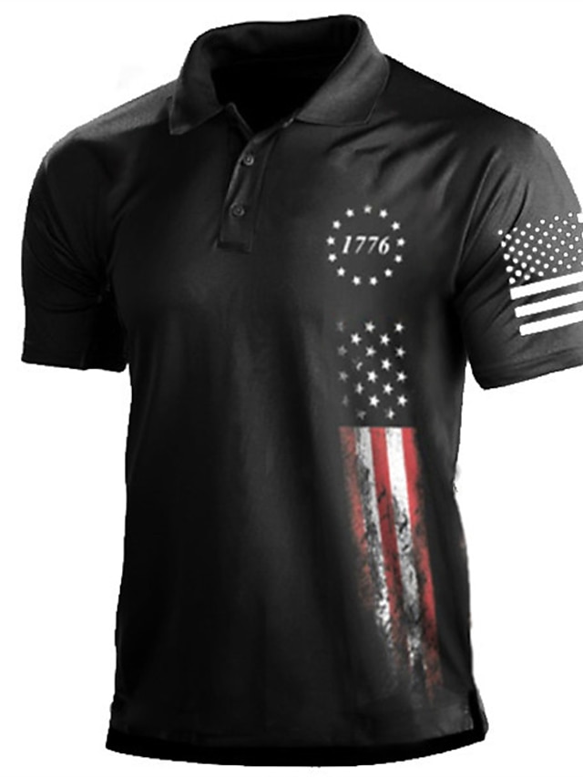  Bărbați Tricouri polo Cămașă de golf Stradă Zilnic Răsfrânt Manșon scurt Modă Casual Αστέρι #D Buton în jos Primavara vara Fit regulat Negru Alb Verde Militar Bleumarin Verde Închis Gri Tricouri polo