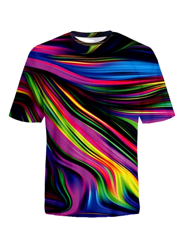 Men's T shirt Tee Shirt Tee Graphic Abstract Round Neck Blue Gold ...