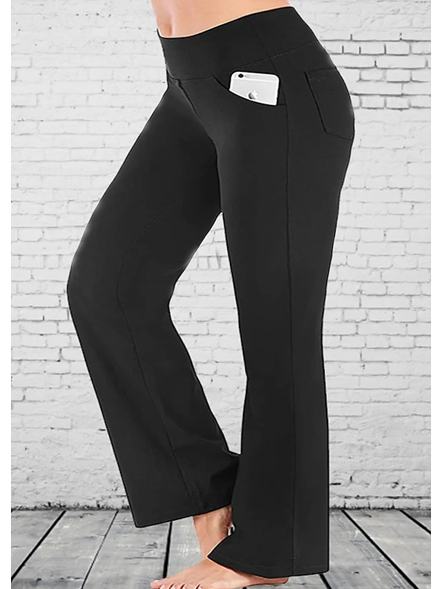 Women's Plus Size Pants Trousers Solid Color Casual Daily Weekend Natural Full Length Winter Fall Black XL XXL 3XL 4XL 5XL