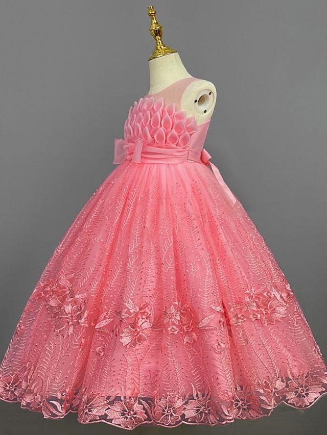 Kids Girls' Dress Solid Colored Sleeveless Performance Wedding Party