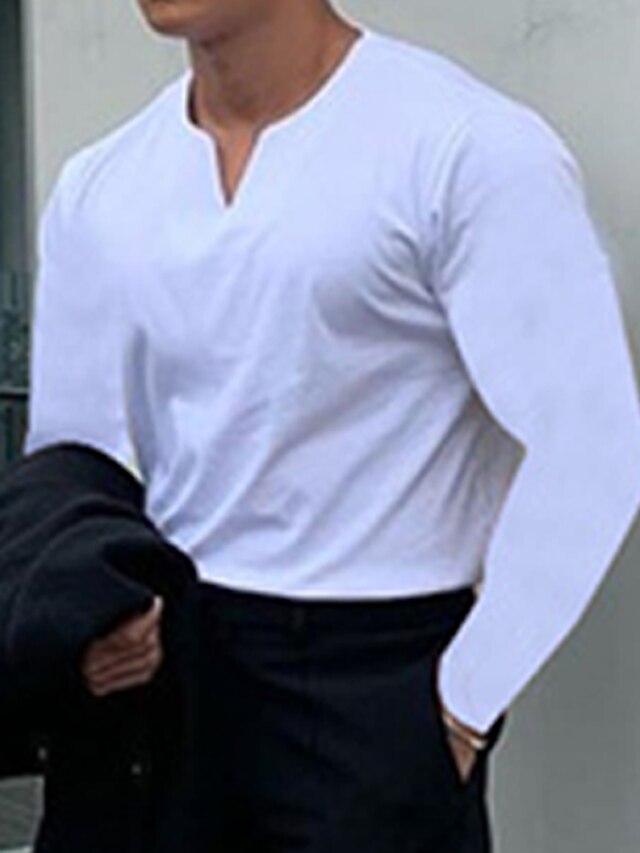  Homme T shirt Tee Chemise à manches longues Plein Col V Plein Air Vacances manche longue Vêtement Tenue Casual Confortable