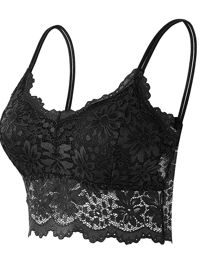 Womens Lace Bras Sheer Bras 3 4 Cup V Neck Push Up Lace Pure Color