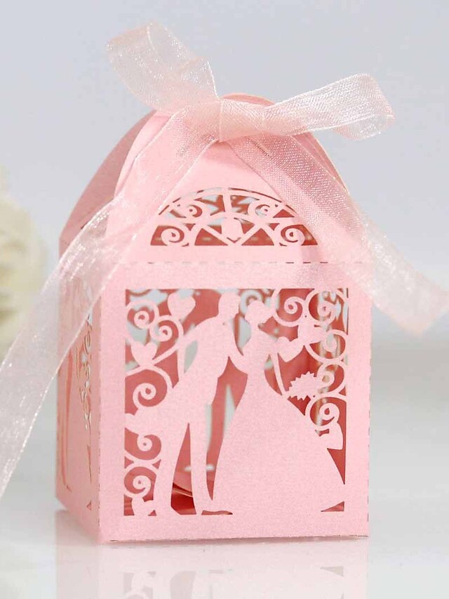  Wedding Creative Gift Boxes Non-woven Paper Ribbons 50 pcs