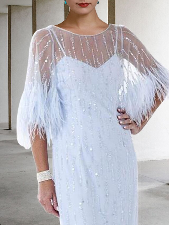 A-Line Mother of the Bride Dress Wedding Guest Elegant Sparkle & Shine Jewel Neck Floor Length Taffeta Sequined Sleeveless with Pleats Sequin main image 0