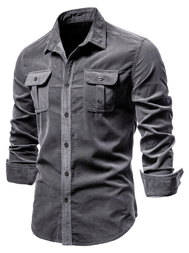  Men's Shirt Flannel Shirt Solid Color Green Blue Gray Yellow Red Short Sleeve Casual Daily Button-Down Tops Fashion Lightweight Casual Breathable