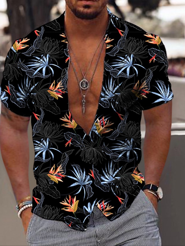 Hawaii Sommer Hawaiihemd Mix Polynesisch Schwarz-Rot LT6 main image 0