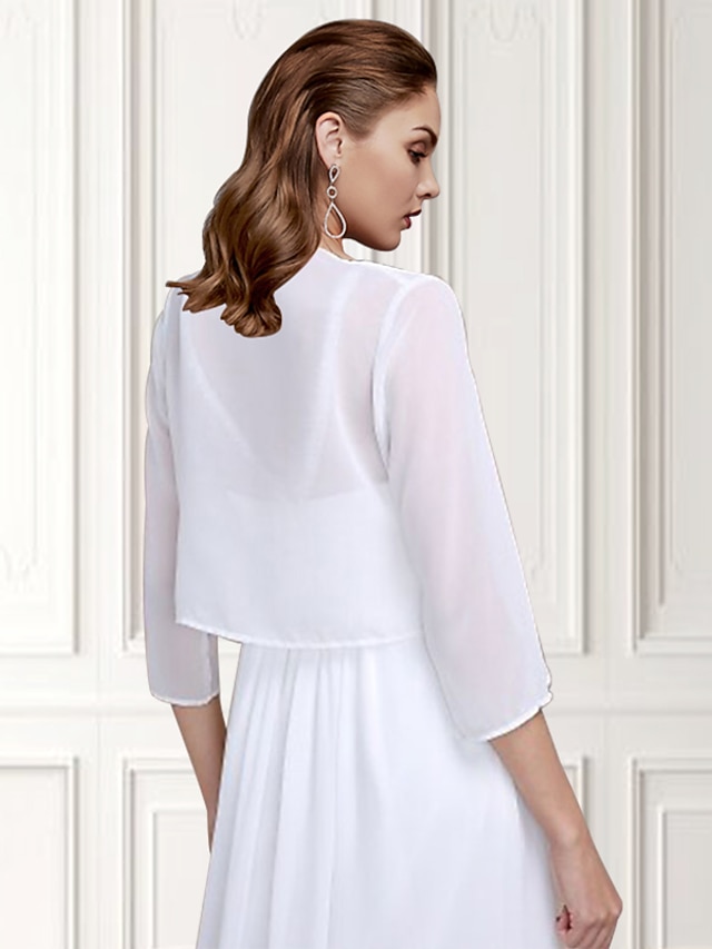 Elegant Wedding Wraps Sun Protection Long Sleeve Chiffon With Pure Color