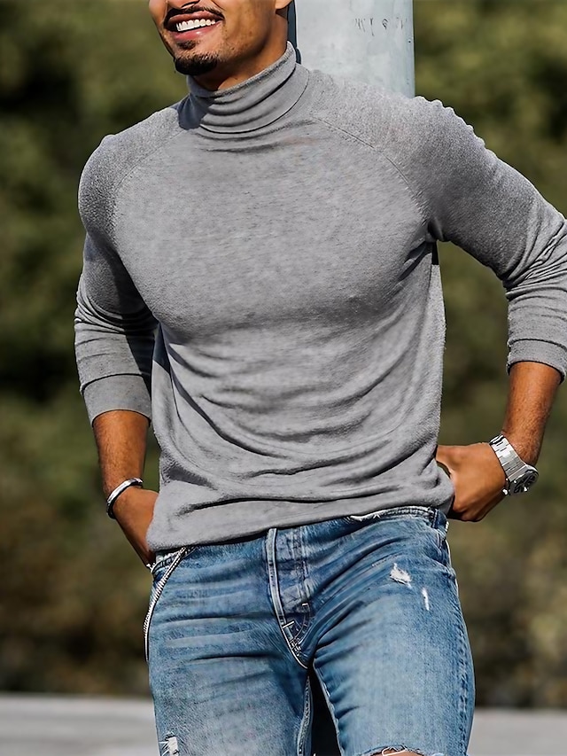  Homme T shirt Tee Chemise à col roulé Chemise à manches longues Plein Col roulé Plein Air Des sports manche longue Vêtement Tenue Mode Design Décontractées Confortable