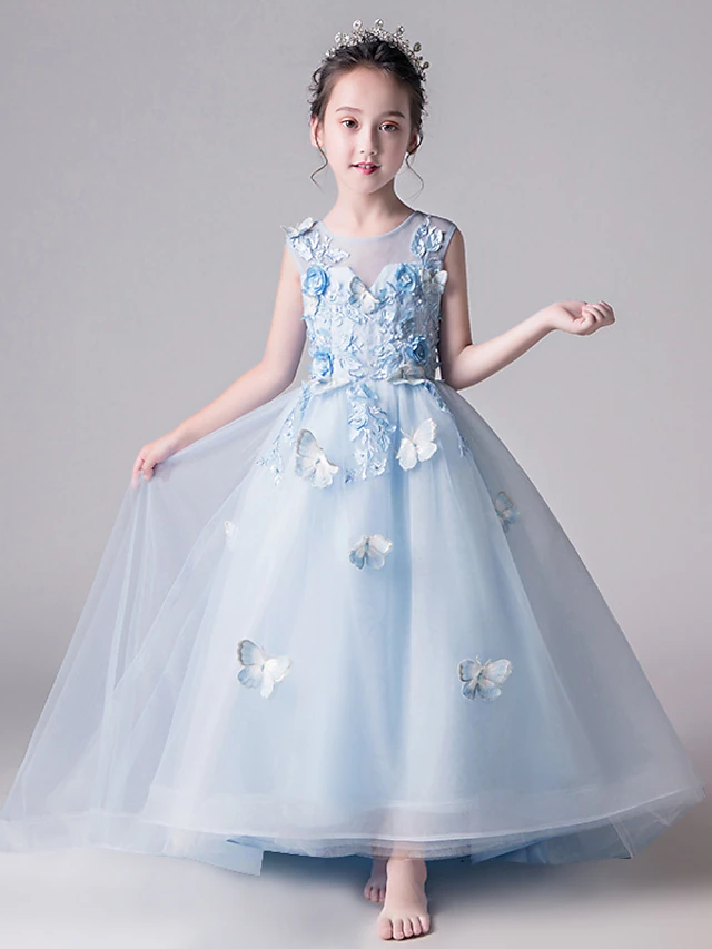 A-Line Floor Length Flower Girl Dress First Communion Girls Cute Prom ...