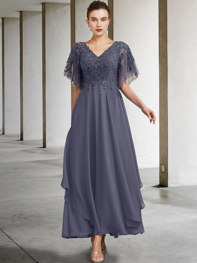 Cicinia Blush Mother Of The Bride Dress Plus Size Long Chiffon Appliques Lace A-line Ankle Length main image 1