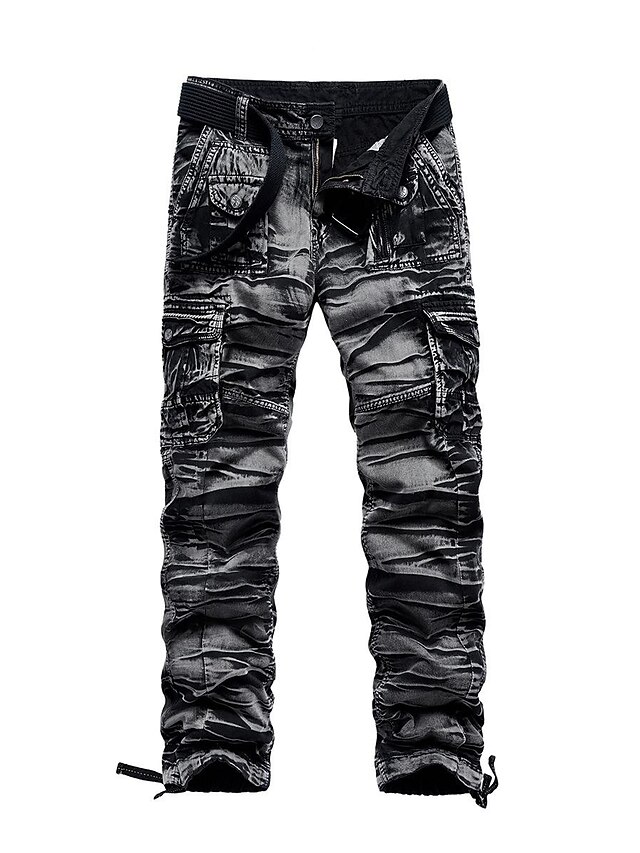  Men's Cargo Pants Trousers Multi Pocket Straight Leg Tie Dye Camouflage Full Length Cotton Black camouflage Army green camouflage Micro-elastic / Spring / Fall