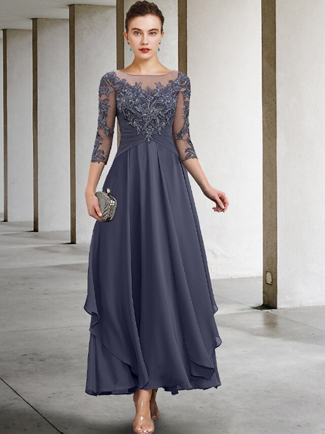 A-Line Ankle Length Party Dress Cocktail Dress Wedding Guest Dress ...