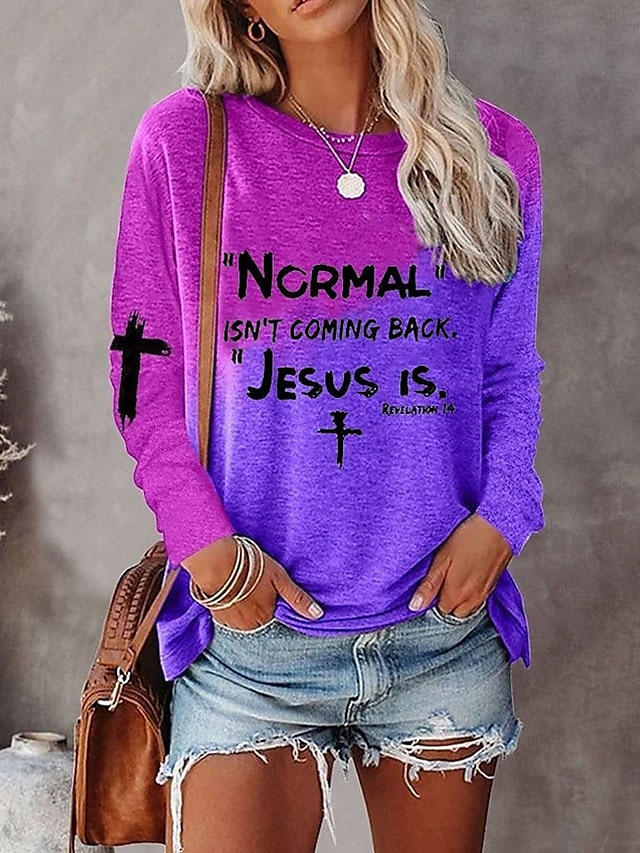  dam plus size t-shirt daglig basis hjärta färg block tryck långärmad vanliga toppar rund hals ledig helg rosa lila orange grå höst & vinter