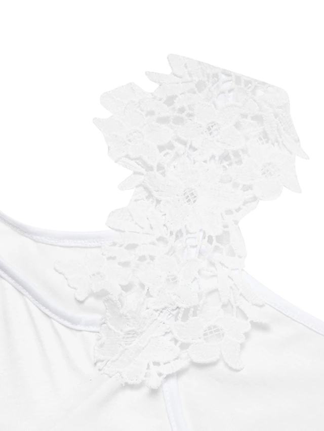 Women's Summer Dress Slip Dress Ombre Geometric Print Contrast Lace ...