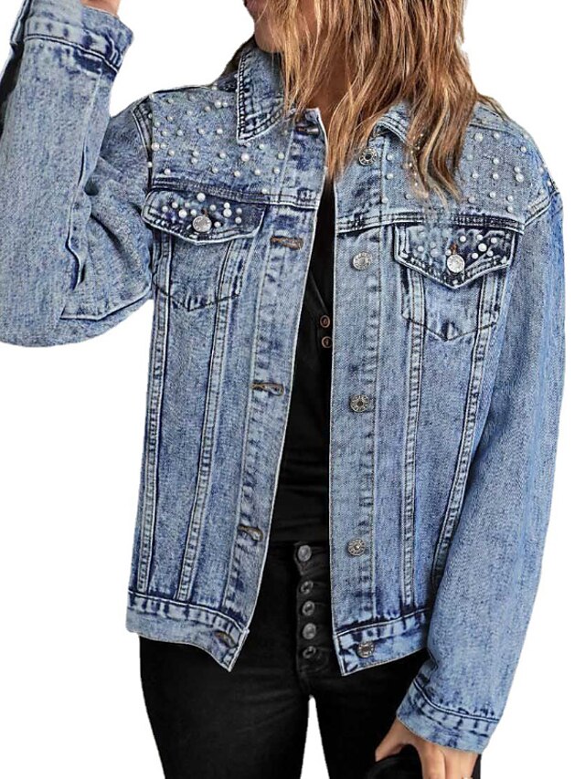 Women's Denim Jacket Warm Breathable Outdoor Holiday Going out Casual ...