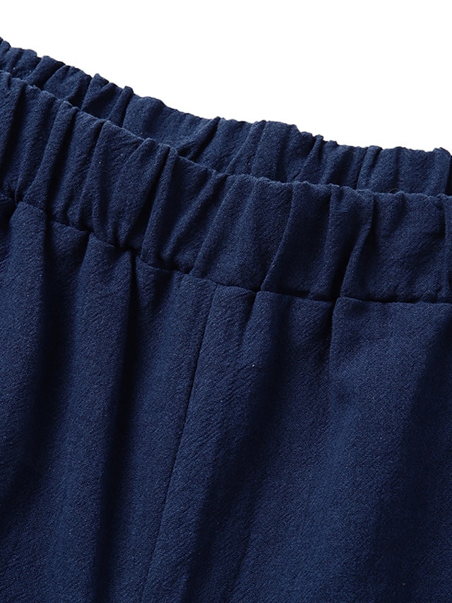 Women's Faux Linen Pants Harem Pants Pocket Solid Cotton Linen Casual ...