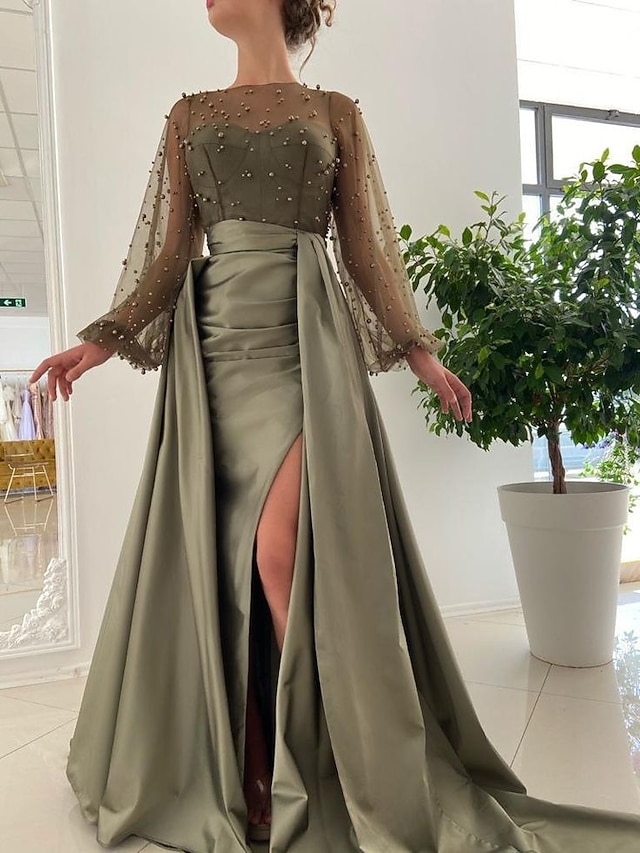 Mermaid / Trumpet Evening Gown Sexy Dress Wedding Guest Holiday Court Train Sleeveless Off Shoulder Bridesmaid Dress Satin