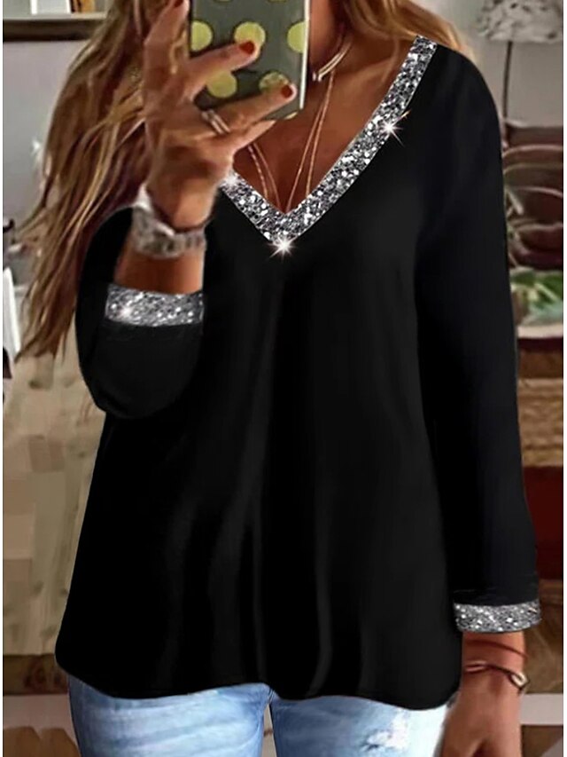 Women's Plus Size Shirt Blouse Black Wine Solid Color Plain Ruched Long ...