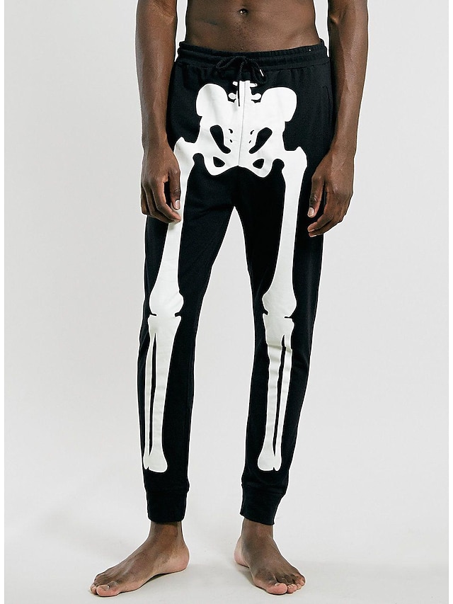  Men's Skeleton Sweat Pants Sweatpants Joggers Trousers Drawstring Elastic Waist 3D Print Skull Graphic Prints Comfort Breathable Sports Outdoor Casual Daily Streetwear Designer Black Micro-elastic
