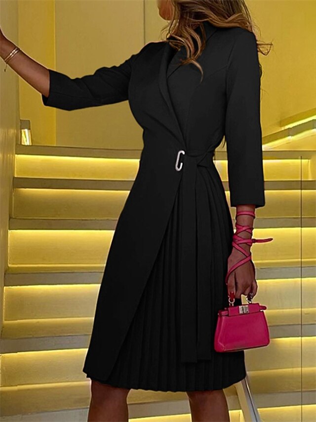 Women‘s Work Dress Blazer Dress And Jacket Set Party Dress Sheath Dress Midi Dress Black Fuchsia