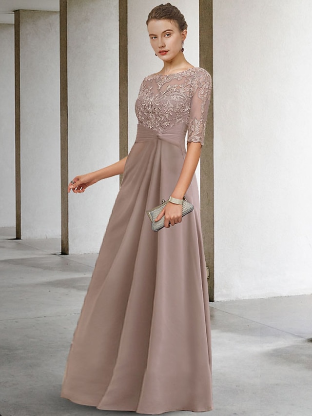 Jewel Elegant Short Sleeves Floor Length Sheath Mother Of The Bride Dress main image 1