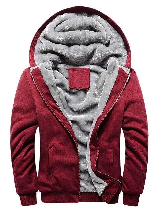 Men's Zip Hoodie Sweatshirt Fuzzy Sherpa Hoodie Jacket Jacket Fleece ...