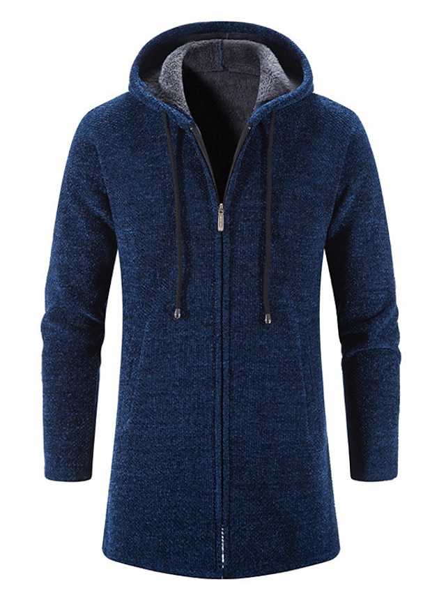 Herren Strickjacke Schurwolle Wolle Winter Abnehmbare Jacke Kapuze Schurwolle