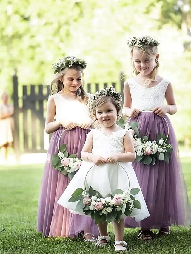 ALine Floor Length Flower Girl Dress Wedding Party Girls Cute Prom