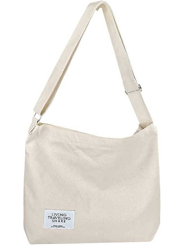  Women's Canvas Shoulder Bag – Minimalist Adjustable Crossbody Tote for Casual, Travel, and Everyday Use