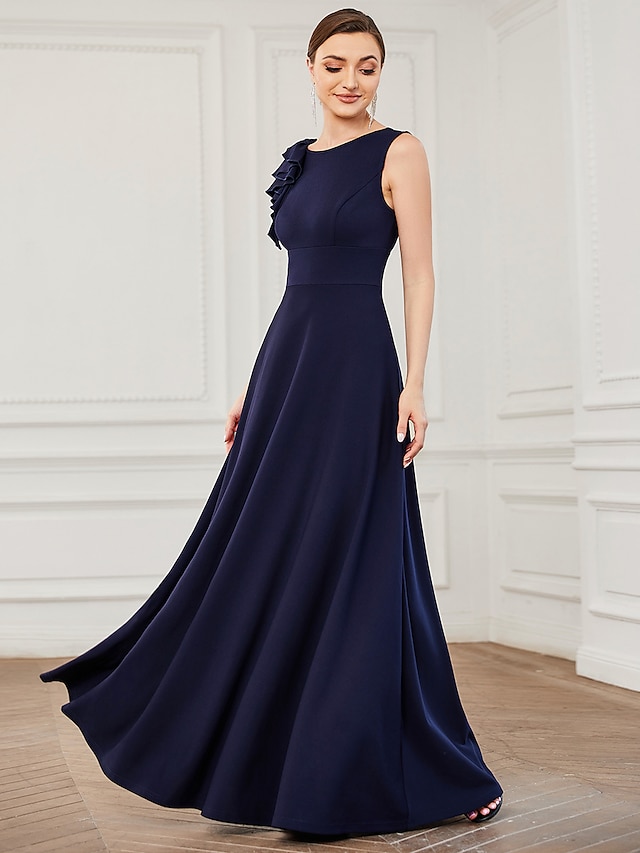 A-Line Evening Gown Elegant Dress Formal Wedding Guest Floor Length ...