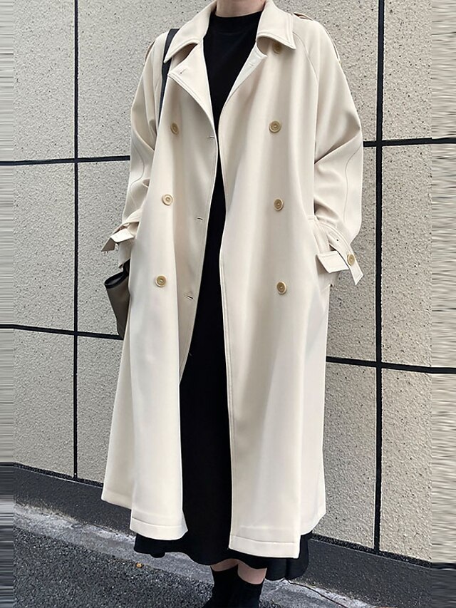  Women's Trench Coat Long Coat Double Breasted Lapel Winter Coat Thermal Warm Windproof Overcoat with Pockets Fachion Classic