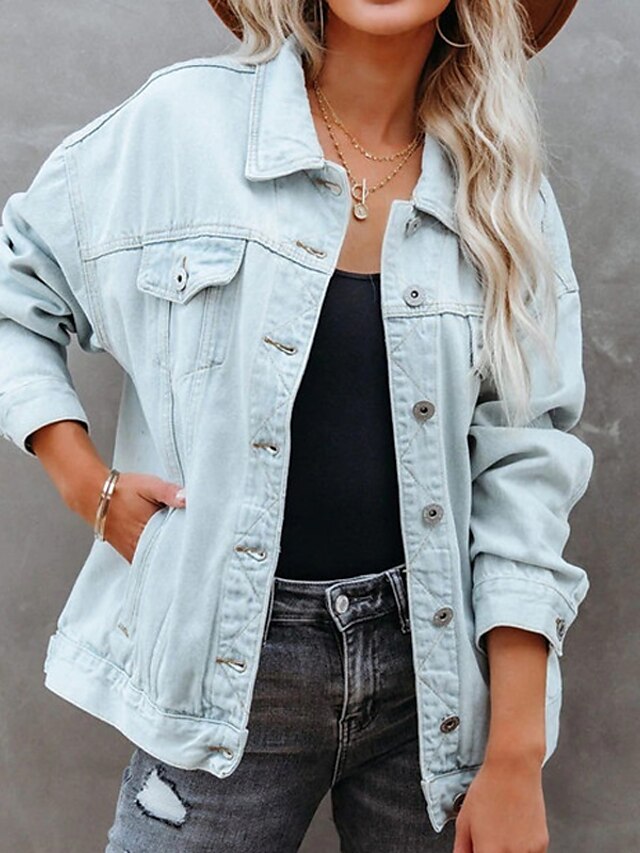 Women's Denim Jacket Warm Breathable Outdoor Daily Wear Vacation Going ...