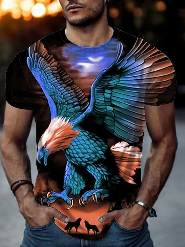 Eagle Casual Mens 3D Shirt | Black Summer Cotton | And Wolves Men'S ...