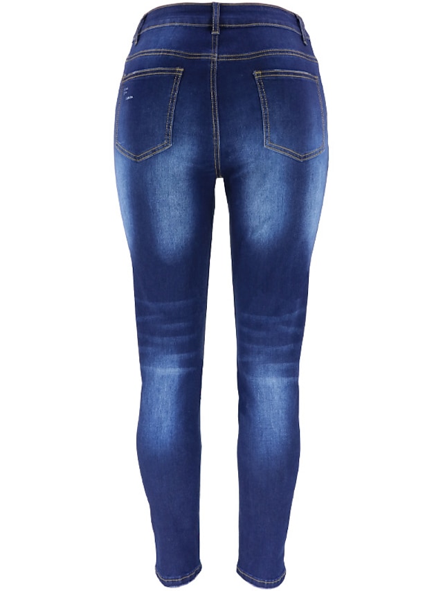 Damskie Rurki Spodnie Jeansy Jegginsy Jeans Niebieski Moda Codzienny