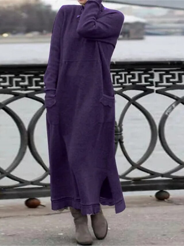 Women's Sweatshirt Dress Casual Dress Winter Dress Maxi long Dress ...
