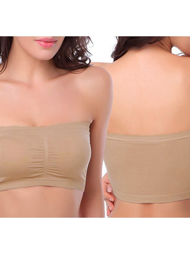  sømløs bandeau-bh pluss størrelse stroppeløs stretchy tube top-bh med avtagbare puter for kvinner