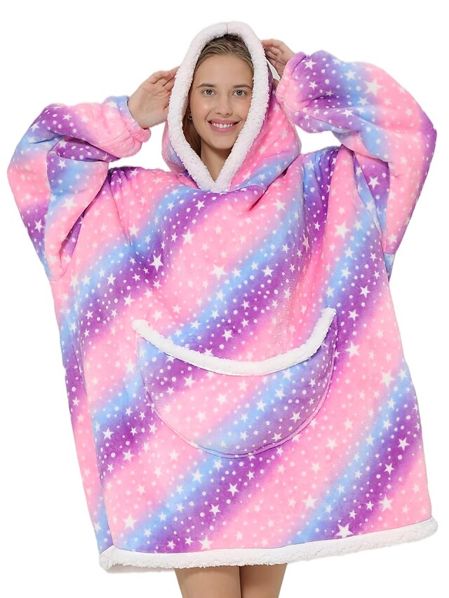 Wearable Blanket Winter Hoodie Blanket Oversized Hooded Blanket for
