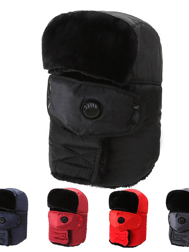 Men's Trapper Hat Black Wine Polyester Fleece Fashion Classic