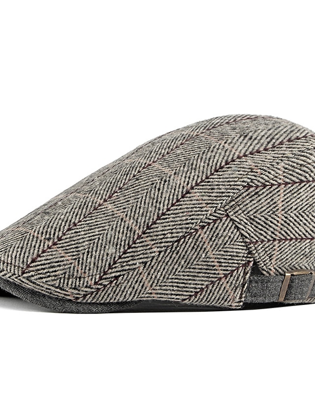  Men's Hat Beret Hat Flat Cap Street Dailywear Weekend Adjustable Buckle Print Plaid Portable Comfort Fashion Black