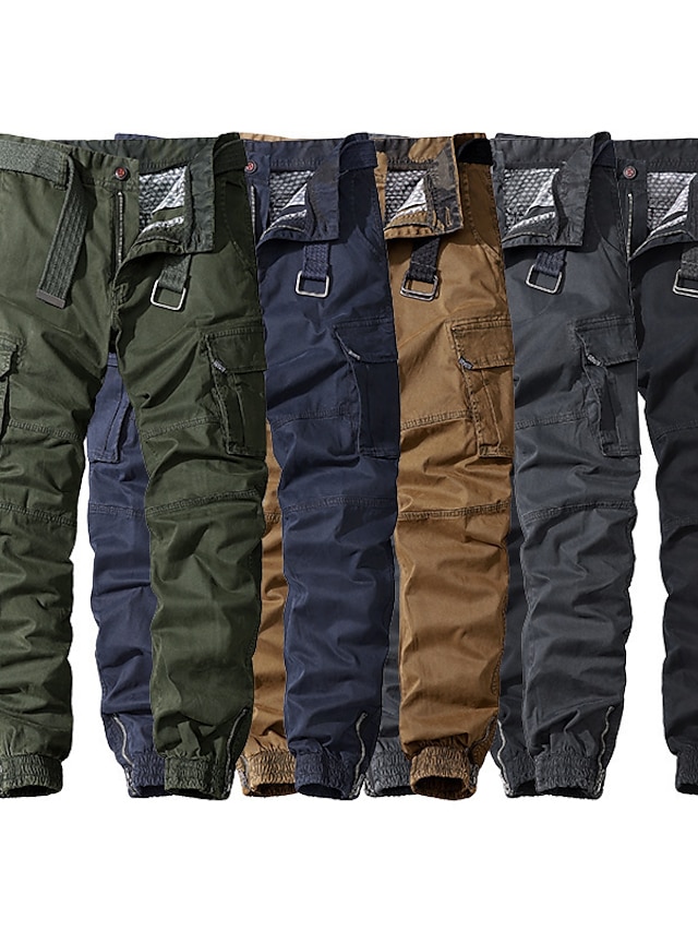  Men's Cargo Pants Trousers Work Pants Multi Pocket Solid Colored Comfort Breathable Casual Daily Streetwear Cotton Blend Sports Fashion Black Blue Micro-elastic