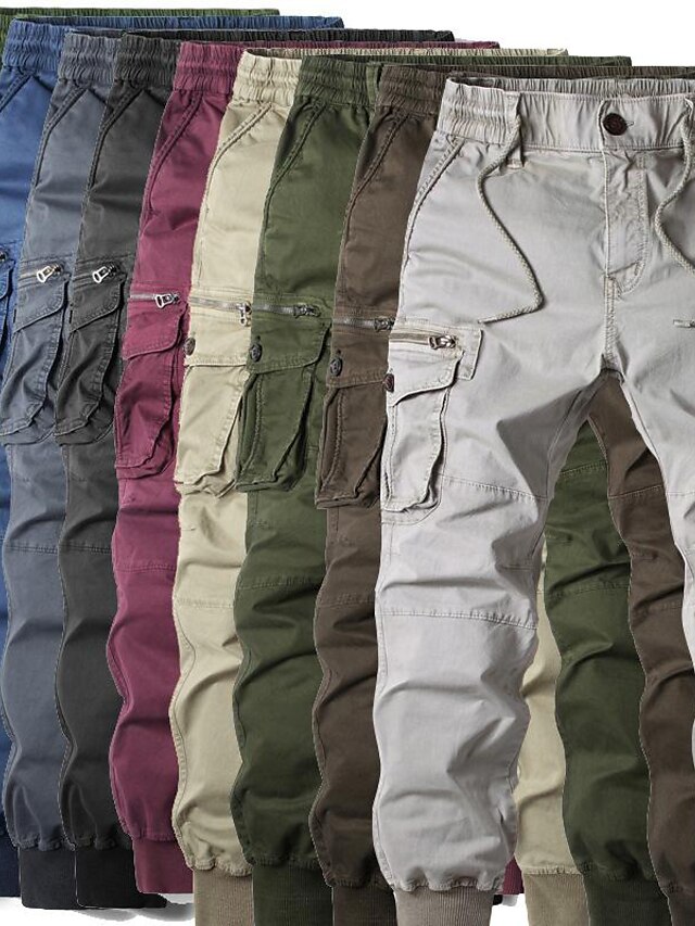  Homme Pantalon Cargo Pantalon Cordon Taille elastique Multi poche Usage quotidien Mode Classique Vert olive gris bleu