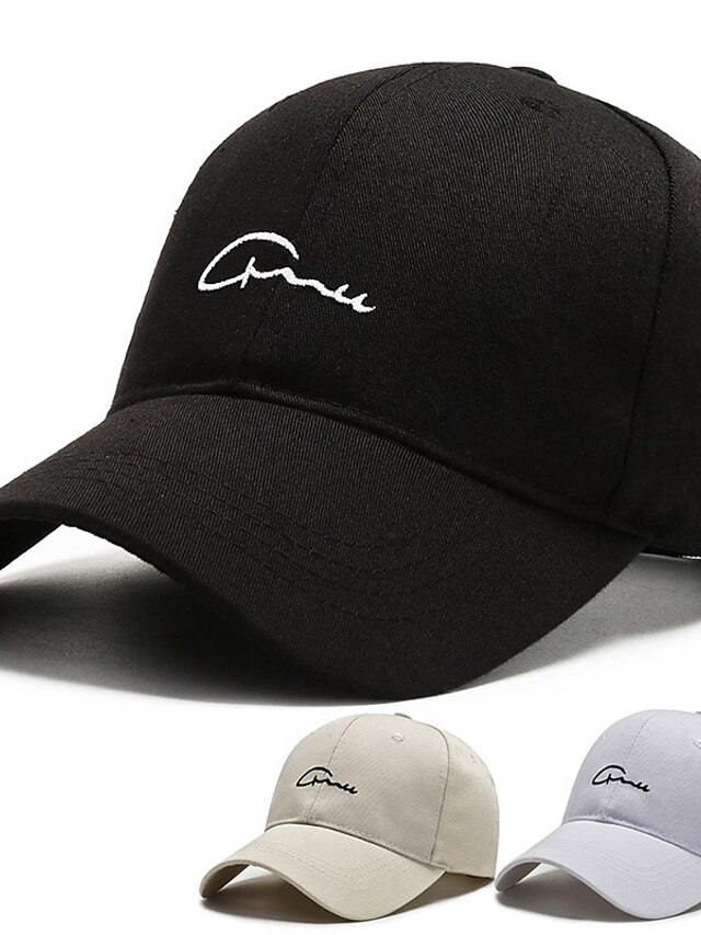  Men's Hat Baseball Cap Outdoor Daily Embroidery Adjustable Buckle Letter Portable Breathable Sports Black