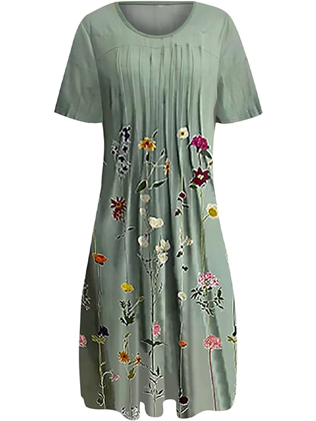 Women's Casual Dress Shift Dress Summer Dress Midi Dress Blue Green ...