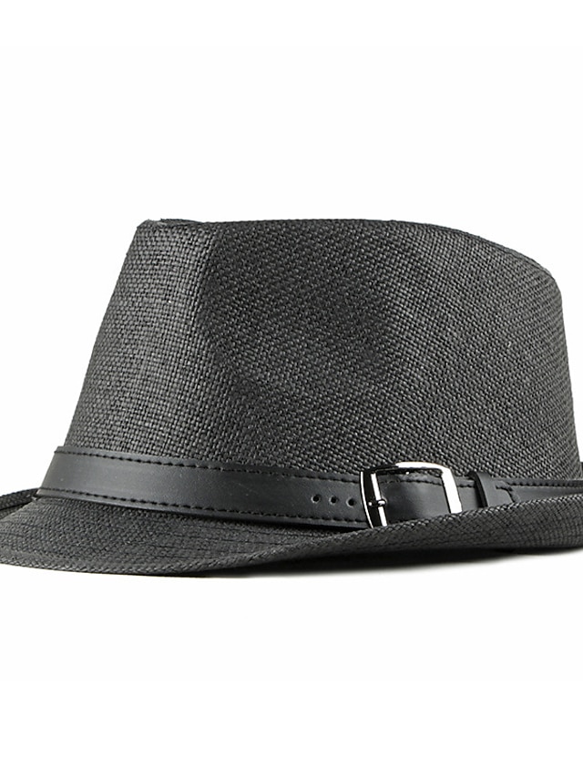  Voor heren Strohoed Zonnehoed Panama hoed Fedora Trilby-hoed Zwart Wit Stro Gevlochten Eenvoudig 1920 mode Casual Straat Dagelijks gebruik Weekend Heldere kleur draagbaar Comfort Ademend Modieus