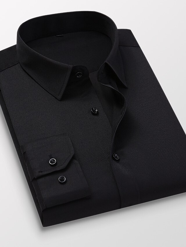 Men's Dress Shirt Button Up Shirt Collared Shirt Black White Dark Blue ...