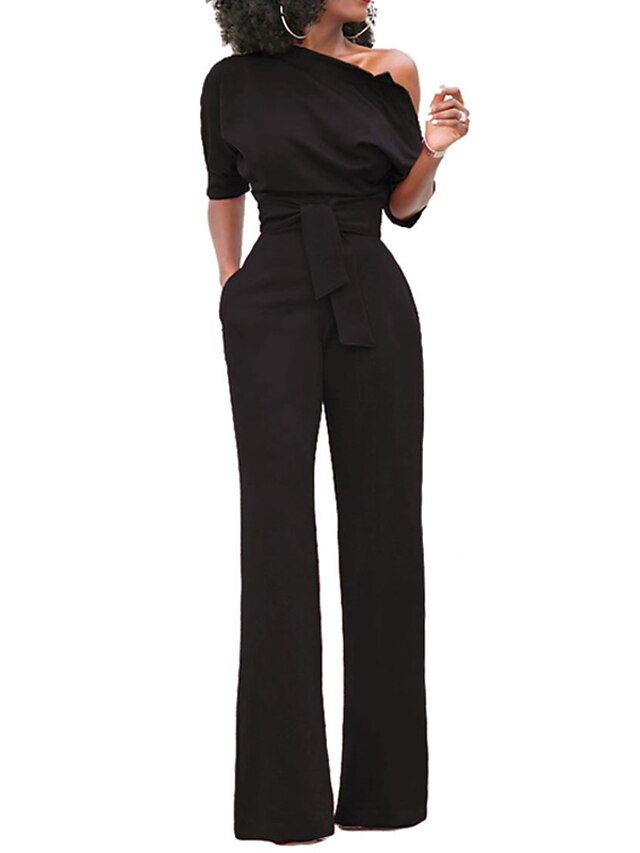 Women's Fashion Solid Color High Waist Casual Jumpsuit