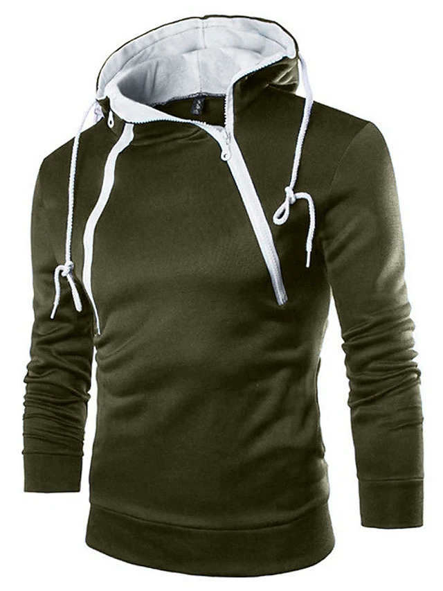 Men's Hoodie Navy Army Green Burgundy Gray White Hooded Solid Color ...