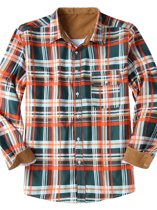  Men's Fleece Shirt Shirt Flannel Jacket Fleece Shirt Plaid / Check Turndown Black  Blue  Casual Daily Long Sleeve Button-Down Warm Clothing Apparel Fashion Streetwear Casual Fall Winter