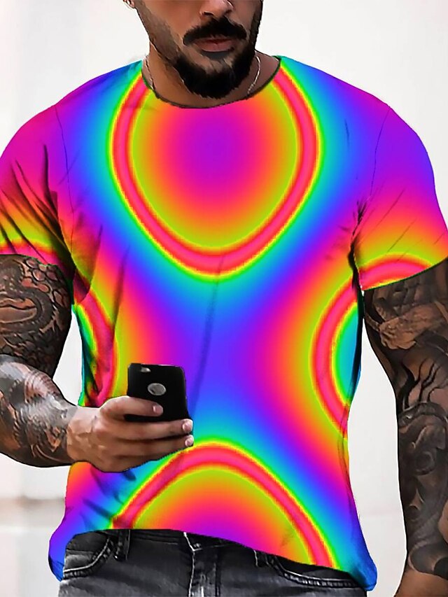  Męskie Graficzny Podkoszulek Koszulki Krótki rękaw Podkoszulek Druk 3D Okrągły dekolt Koszula Moda Nowoczesne Designerskie Codzienny Weekend Rumiany róż Niebieski Zielony Lato Odzież Normalny S M L