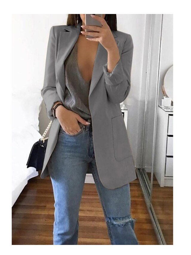 Women's Blazer Open Front Business Office Blazer Outfit with Pocket ...